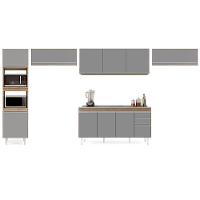 Armário De Cozinha Modulada 5 Peças Cp15 Balcão Com Pia Inox Castanho/cinza - Lumil - 6