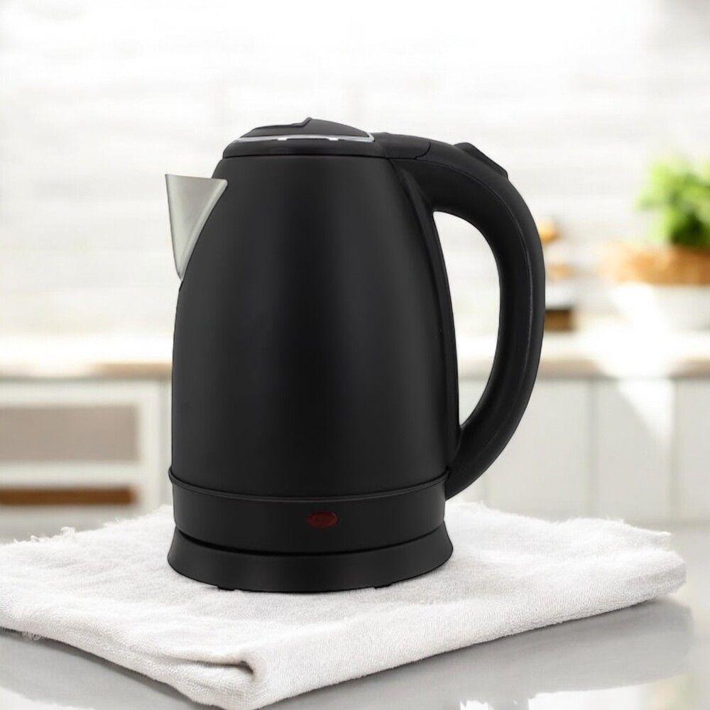 Chaleira Elétrica 1,8l Em Inox Preta 220v 1500w Rápida Fervura - 1