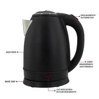 Chaleira Elétrica 1,8l Em Inox Preta 220v 1500w Rápida Fervura - 4