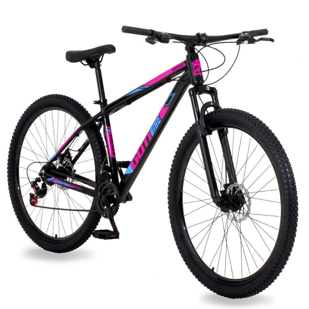 Bicicleta Aro 29 Gott 24 Marcha Câmbio Shimano Freio A Disco 15.5 Preto Rosa Azul - 1