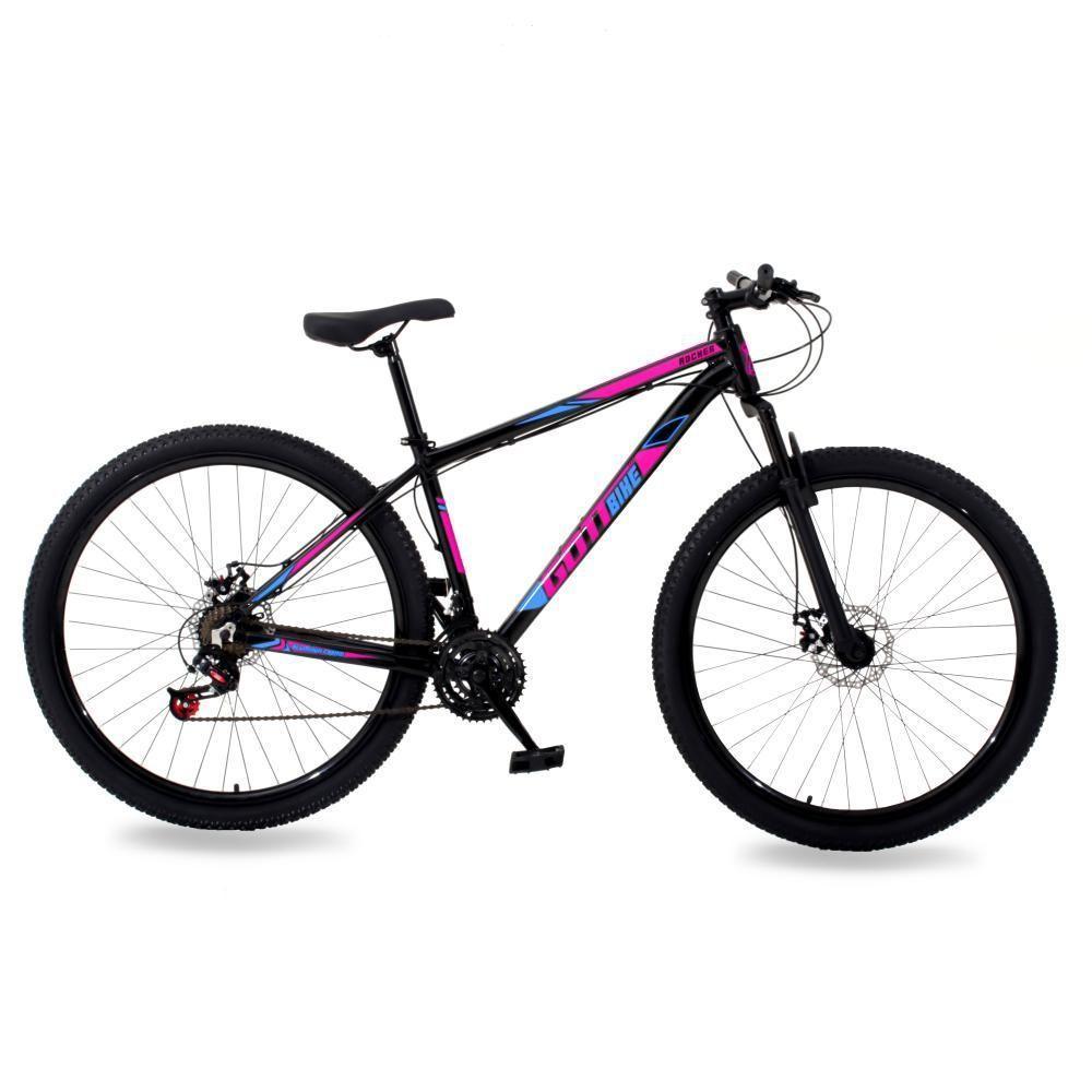 Bicicleta Aro 29 Gott 24 Marcha Câmbio Shimano Freio A Disco 15.5 Preto Rosa Azul - 2