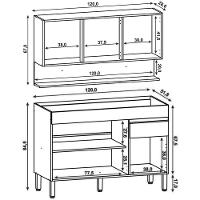 Armário De Cozinha Com Balcão Sem Tampo 120cm Lina K02 Gris/freijó - Mpozenato