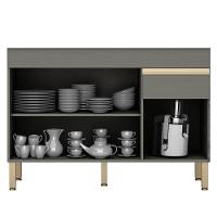 Armário De Cozinha Com Balcão Sem Tampo 120cm Lina K02 Gris/freijó - Mpozenato - 7