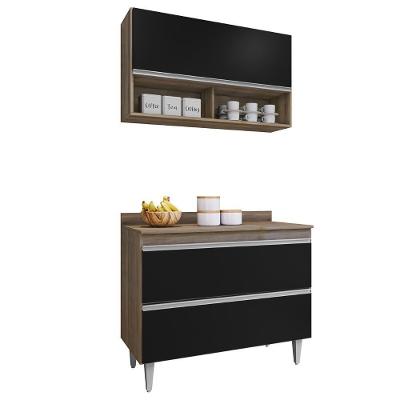Armário De Cozinha Nichos Cp01 E Tampo 100cm Z34 Freijó/preto - Mpozenato