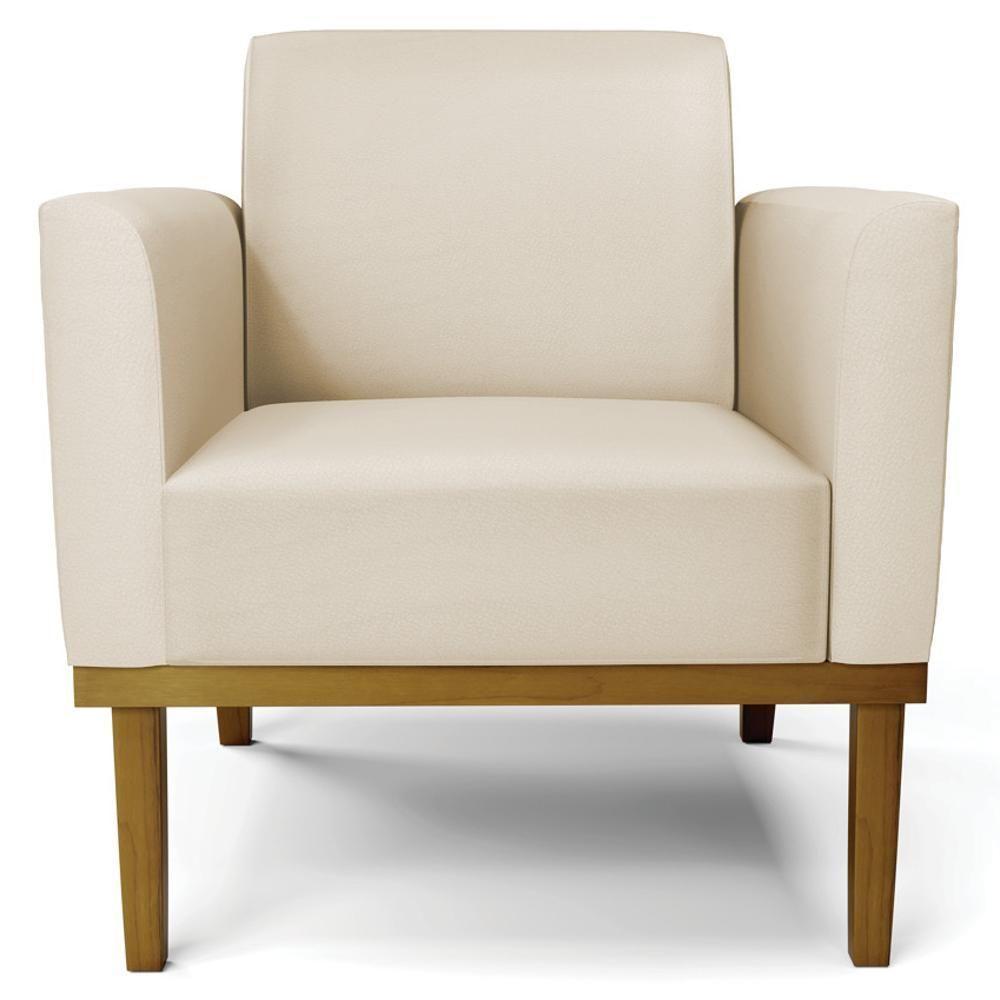 Sofá Namoradeira E 2 Poltronas Base Madeira Castanho Maressa Sintético Bege - Ibiza - 8