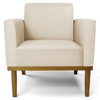 Sofá Namoradeira E 2 Poltronas Base Madeira Castanho Maressa Sintético Bege - Ibiza - 8