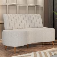 Sofá 2 Lugares Para Sala Living 135cm Pés Palito Tamar K04 Bouclê Bege - Mpozenato - 2