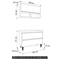 Armário De Cozinha Com Nichos Cp01 Para Pia 100cm M24 Branco - Mpozenato - 2