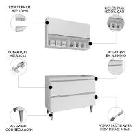 Armário De Cozinha Com Nichos Cp01 Para Pia 100cm M24 Branco - Mpozenato - 5