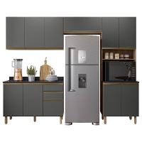 Armário De Cozinha 4 Peças Com Tampo Lita N03 Carvalho/grafite - Mpozenato - 1