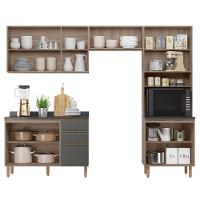 Armário De Cozinha 4 Peças Com Tampo Lita N03 Carvalho/grafite - Mpozenato - 5