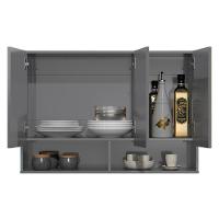 Armário De Cozinha Aéreo 3 Portas 2 Nichos 91cm Milão Cinza - Ej Móveis - 5