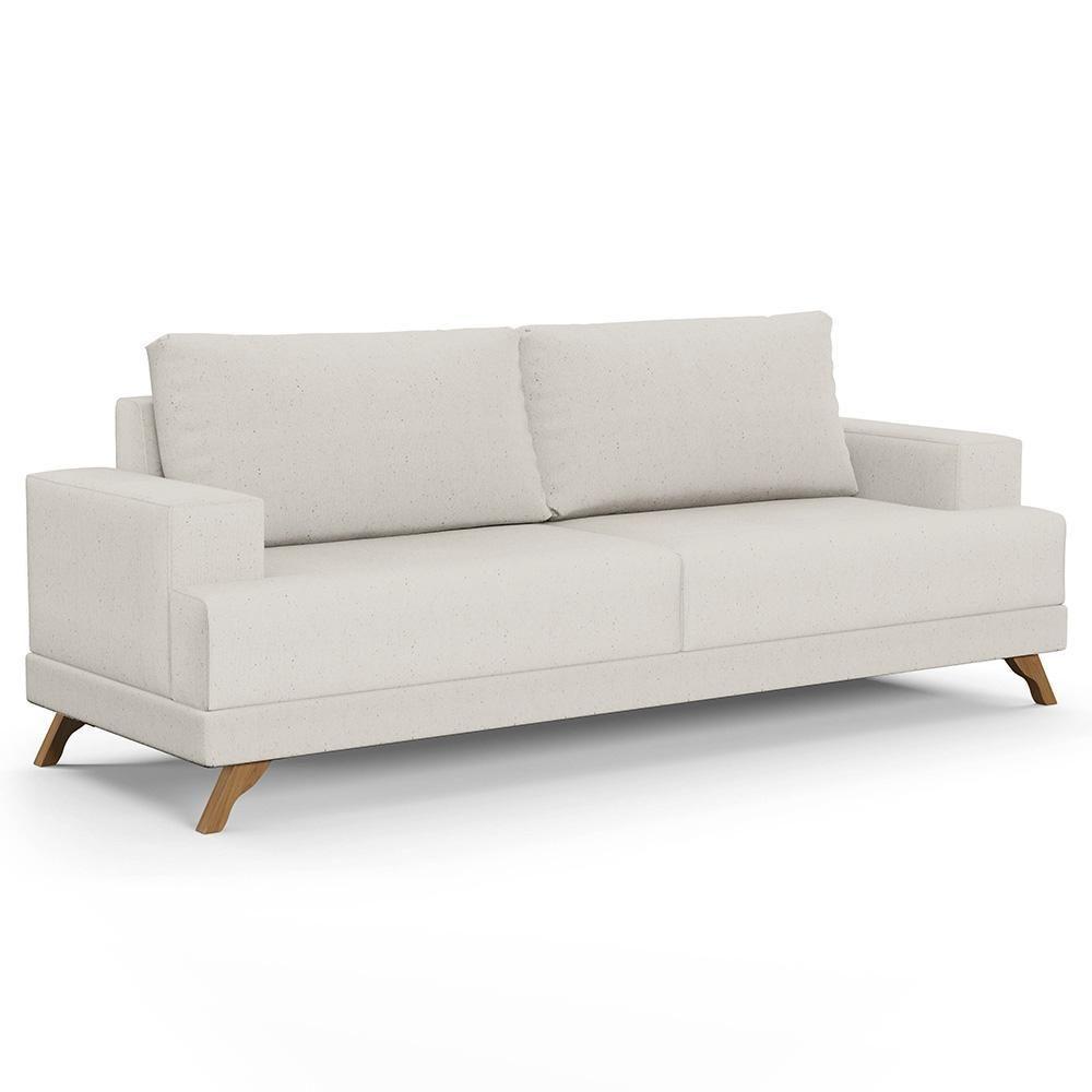 Sofá 2 Lugares 160cm Living Pés Curvos Santi D05 Linho Cru - Mpozenato - 7