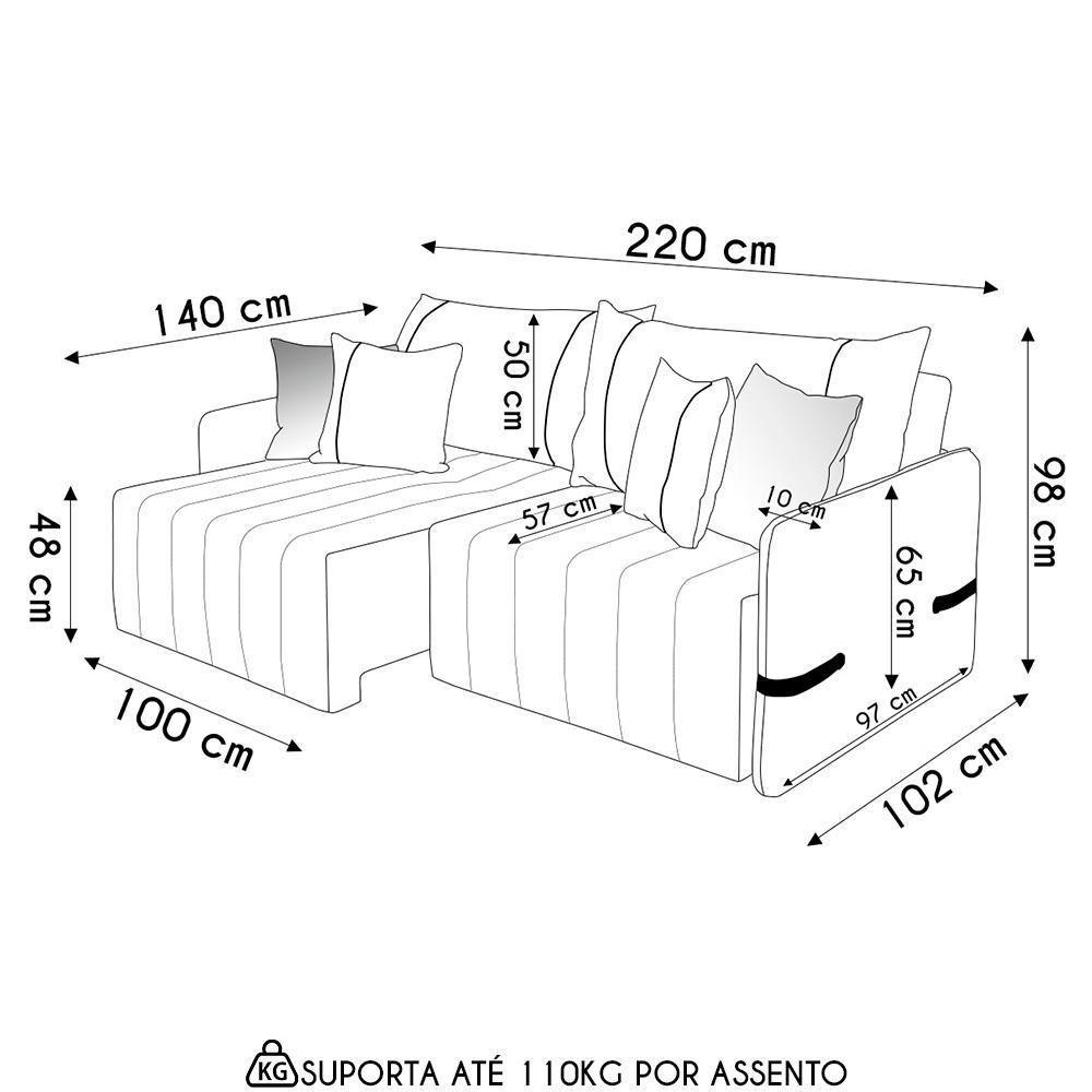 Sofá Cama Retrátil 220cm Essence D05 Linho Bege/camel - Mpozenato - 4