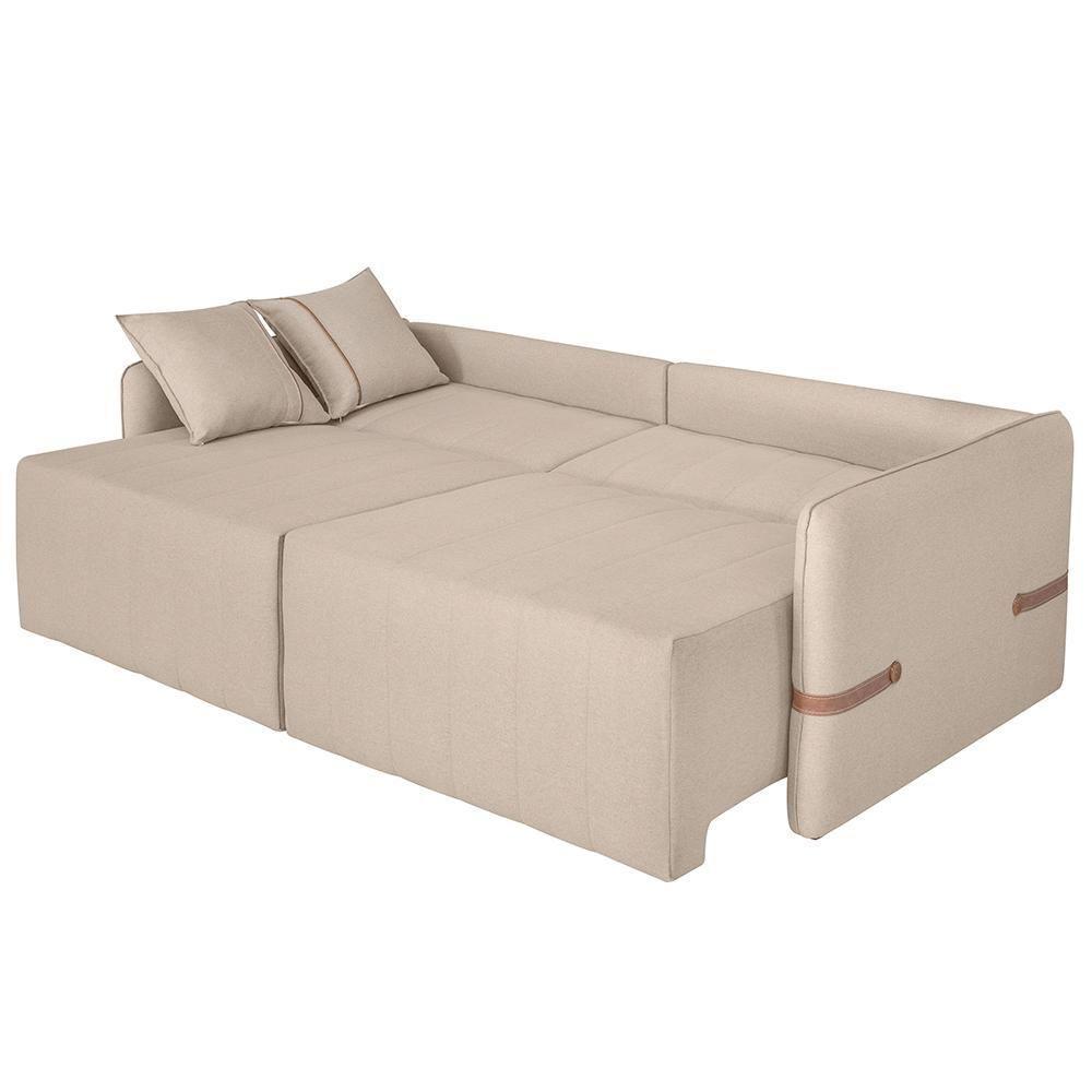Sofá Cama Retrátil 160cm Essence D05 Linho Bege/camel - Mpozenato - 5