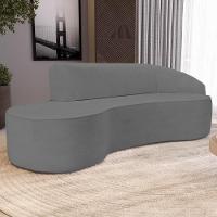 Sofá Living 4 Lugares 280cm Braço Direito Mozart D06 Linho Cinza Escuro - Mpozenato - 2