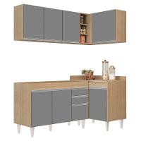 Armário De Cozinha Modulado De Canto Esquerdo 4 Peças Cp46 Balcão Sem Tampo Castanho/cinza - Lumil - 1