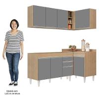 Armário De Cozinha Modulado De Canto Esquerdo 4 Peças Cp46 Balcão Sem Tampo Castanho/cinza - Lumil - 5