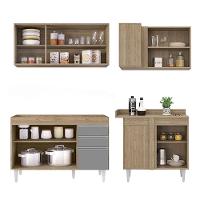 Armário De Cozinha Modulado De Canto Esquerdo 4 Peças Cp46 Balcão Sem Tampo Castanho/cinza - Lumil - 6