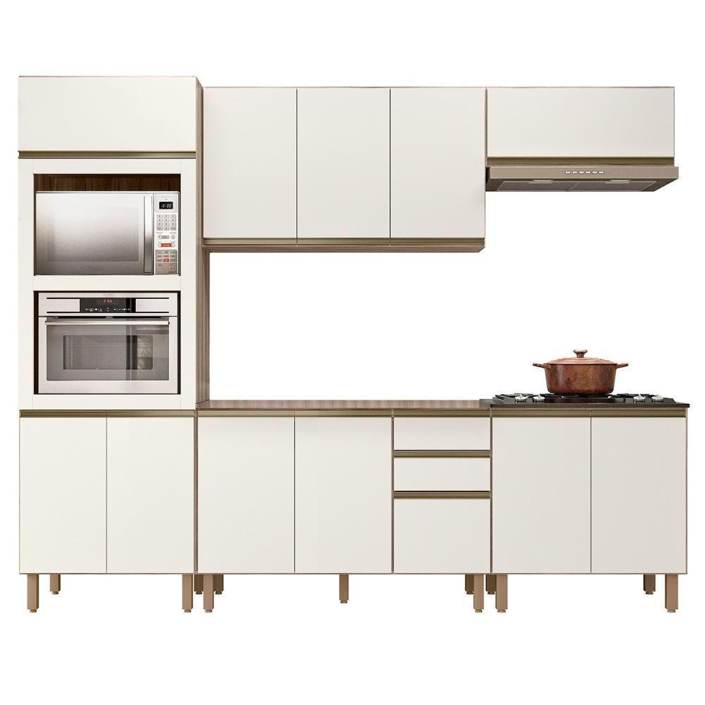 Armário De Cozinha 5 Peças Sem Tampo Jany N03 Carvalho/off - Mpozenato - 1