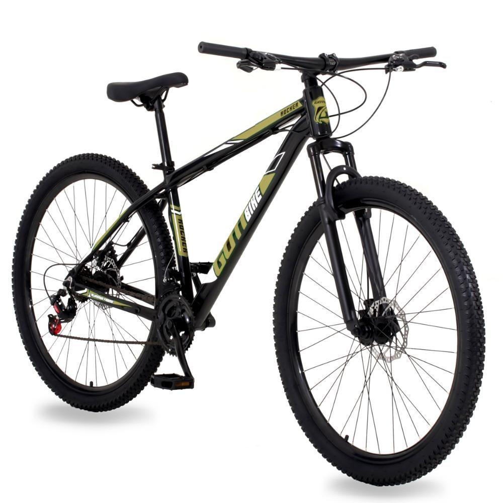 Bicicleta Aro 29 Alumínio Gott Rocker Freios A Disco Suspensão 21v 15.5 Preto Dourado - 1