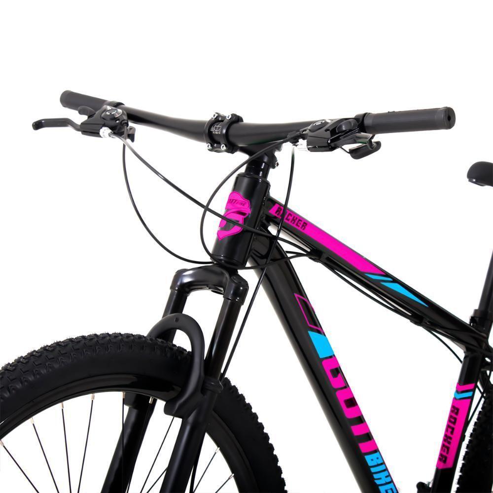 Bicicleta Aro 29 Alumínio Gott Rocker Freios A Disco Suspensão 21v 15.5 Preto Rosa Azul - 4