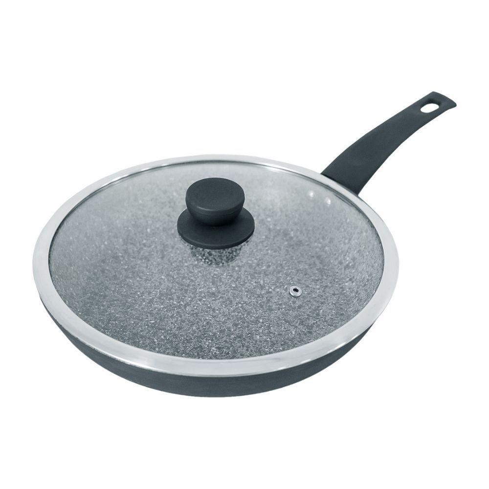 Frigideira A Indução Com Tampa Antiaderente Granito Preta 28cm - 3