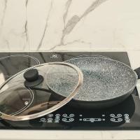 Frigideira A Indução Com Tampa Antiaderente Granito Preta 28cm - 6