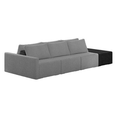 Sofá Ilha Modular Living Com Puff 312cm Georgia K04 Bouclê Grafite/preto - Mpozenato