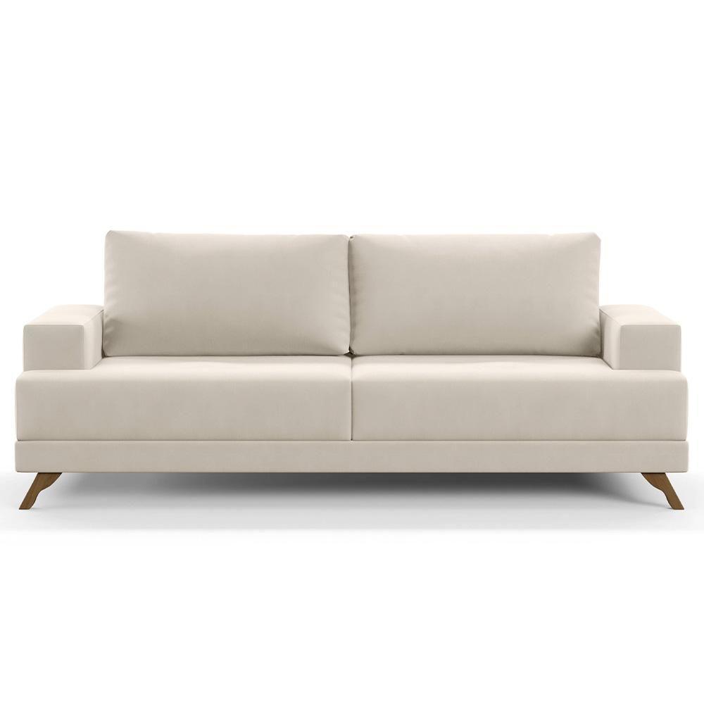 Sofá 2 Lugares 160cm Living Pés Curvos Santi D05 Suede Bege - Mpozenato - 1