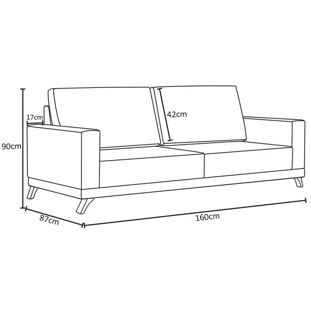 Sofá 2 Lugares 160cm Living Pés Curvos Santi D05 Suede Bege - Mpozenato - 4