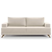 Sofá 2 Lugares 160cm Living Pés Curvos Santi D05 Suede Bege - Mpozenato - 1