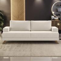 Sofá 2 Lugares 160cm Living Pés Curvos Santi D05 Suede Bege - Mpozenato - 2