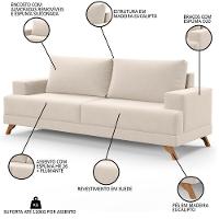 Sofá 2 Lugares 160cm Living Pés Curvos Santi D05 Suede Bege - Mpozenato - 7