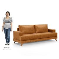 Sofá 3 Lugares 200cm Living Pés Curvos Santi D05 Sintético Whisky - Mpozenato - 5
