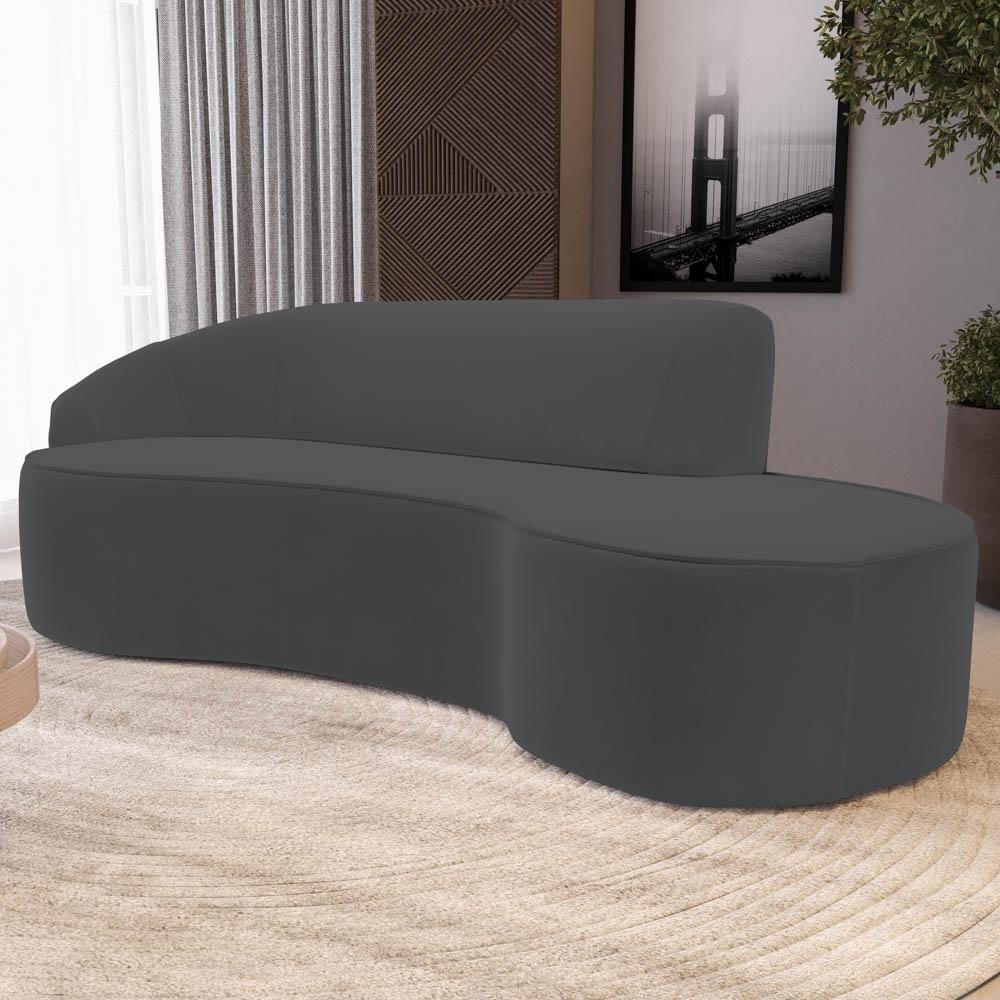 Sofá Living 3 Lugares 210cm Braço Esquerdo Mozart D06 Veludo Cinza - Mpozenato - 2