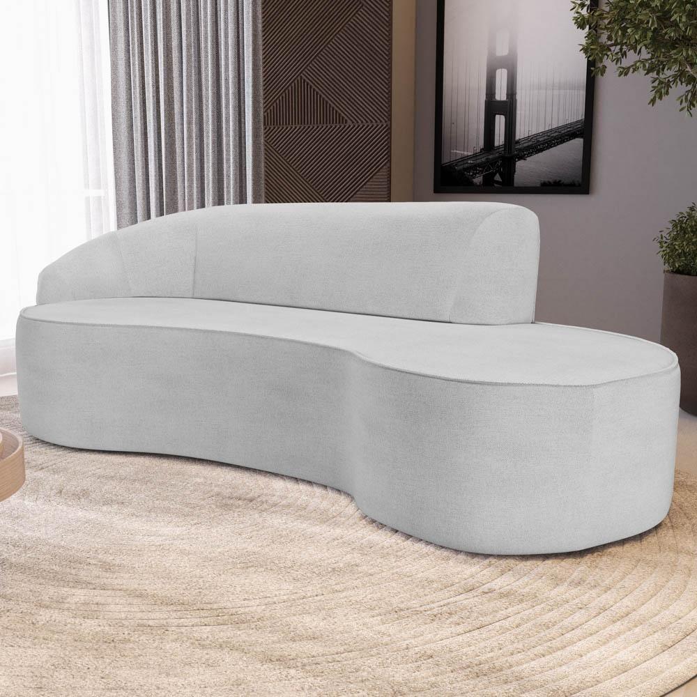Sofá Living 3 Lugares 210cm Braço Esquerdo Mozart D06 Linho Cinza - Mpozenato - 2