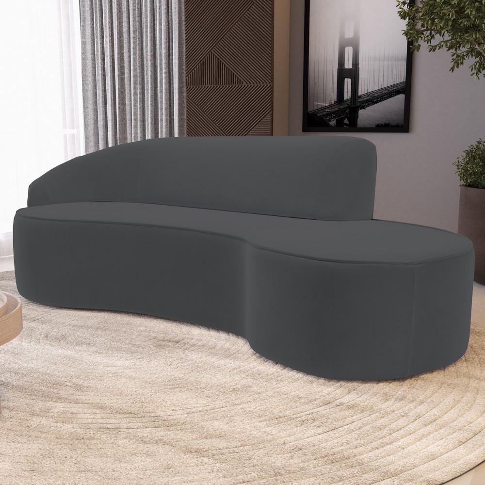 Sofá Living 3 Lugares 230cm Braço Direito Mozart D06 Veludo Cinza - Mpozenato - 2