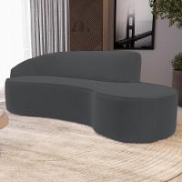 Sofá Living 3 Lugares 230cm Braço Direito Mozart D06 Veludo Cinza - Mpozenato - 2