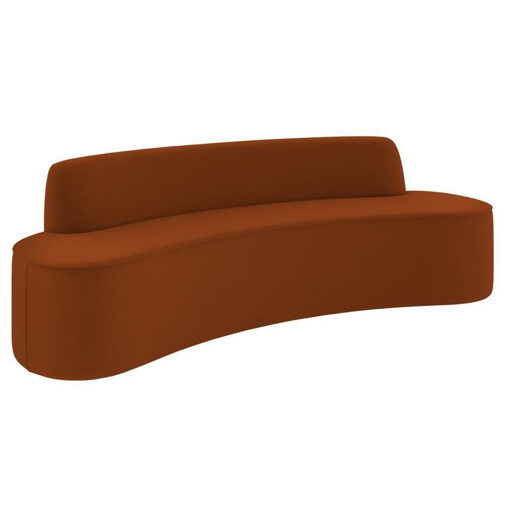 Sofá 4 Lugares Para Sala De Estar Living 260cm Koane D06 Veludo Laranja - Mpozenato - 1