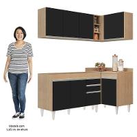 Armário De Cozinha Modulado De Canto Esquerdo 4 Peças Cp46 Balcão Sem Tampo Castanho/preto - Lumil - 10