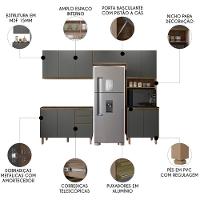 Armário De Cozinha 4 Peças Sem Tampo Lita N03 Carvalho/grafite - Mpozenato - 3