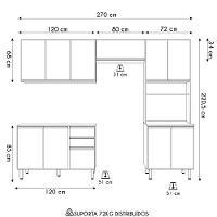 Armário De Cozinha 4 Peças Sem Tampo Lita N03 Carvalho/grafite - Mpozenato