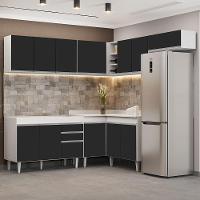 Armário De Cozinha Modulado De Canto 7 Peças Cp19 Balcão Sem Tampo Branco/preto - Lumil - 1