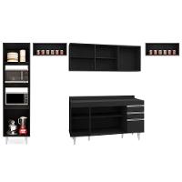 Armário De Cozinha Modulada 5 Peças Cp14 Balcão Com Tampo Preto - Lumil - 5