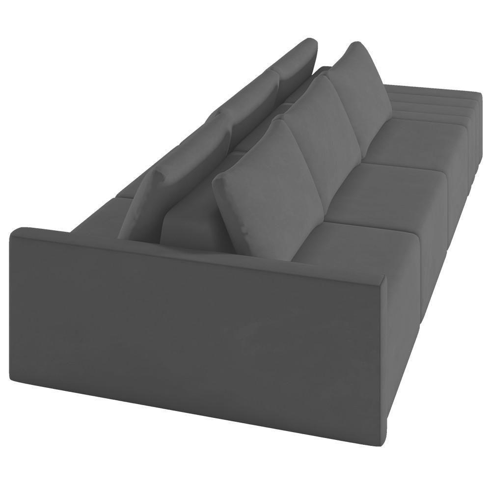 Sofá Ilha Modular Com Puff Para Sala Living 342cm Georgia K04 Veludo Cinza Escuro - Mpozenato - 2