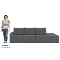 Sofá Ilha Modular Com Puff Para Sala Living 342cm Georgia K04 Veludo Cinza Escuro - Mpozenato - 6