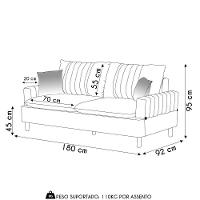 Sofá 3 Lugares 180cm Living Pés De Madeira Veras D05 Sintético Whisky - Mpozenato