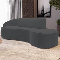 Sofá Living 4 Lugares 300cm Braço Esquerdo Mozart D06 Veludo Cinza - Mpozenato - 2