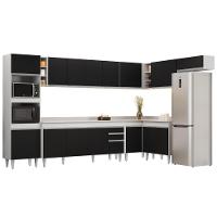Armário De Cozinha Modulada De Canto 9 Peças Cp05 Balcão Com Tampo Branco/preto - Lumil - 1